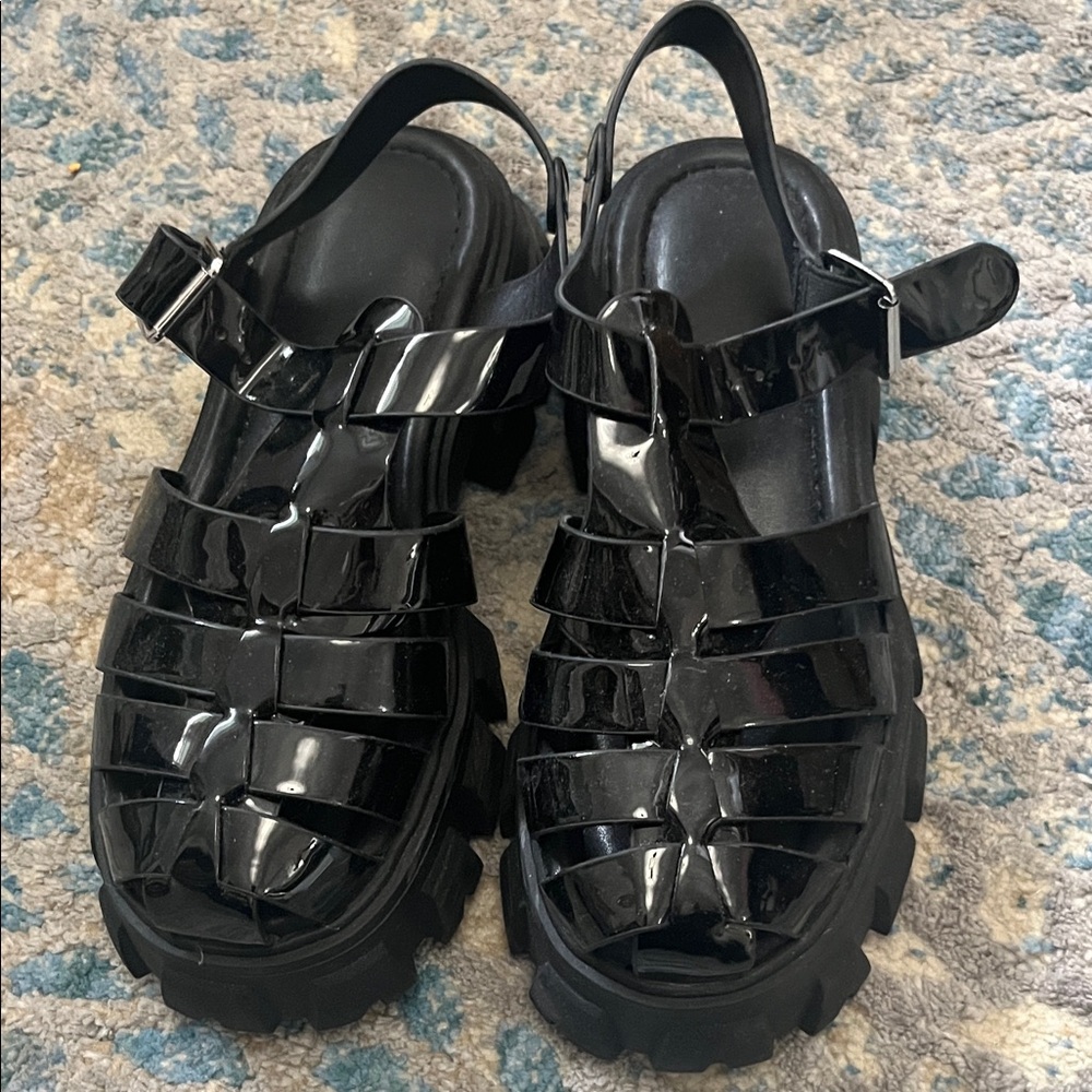 Black Strappy Platform Sandals